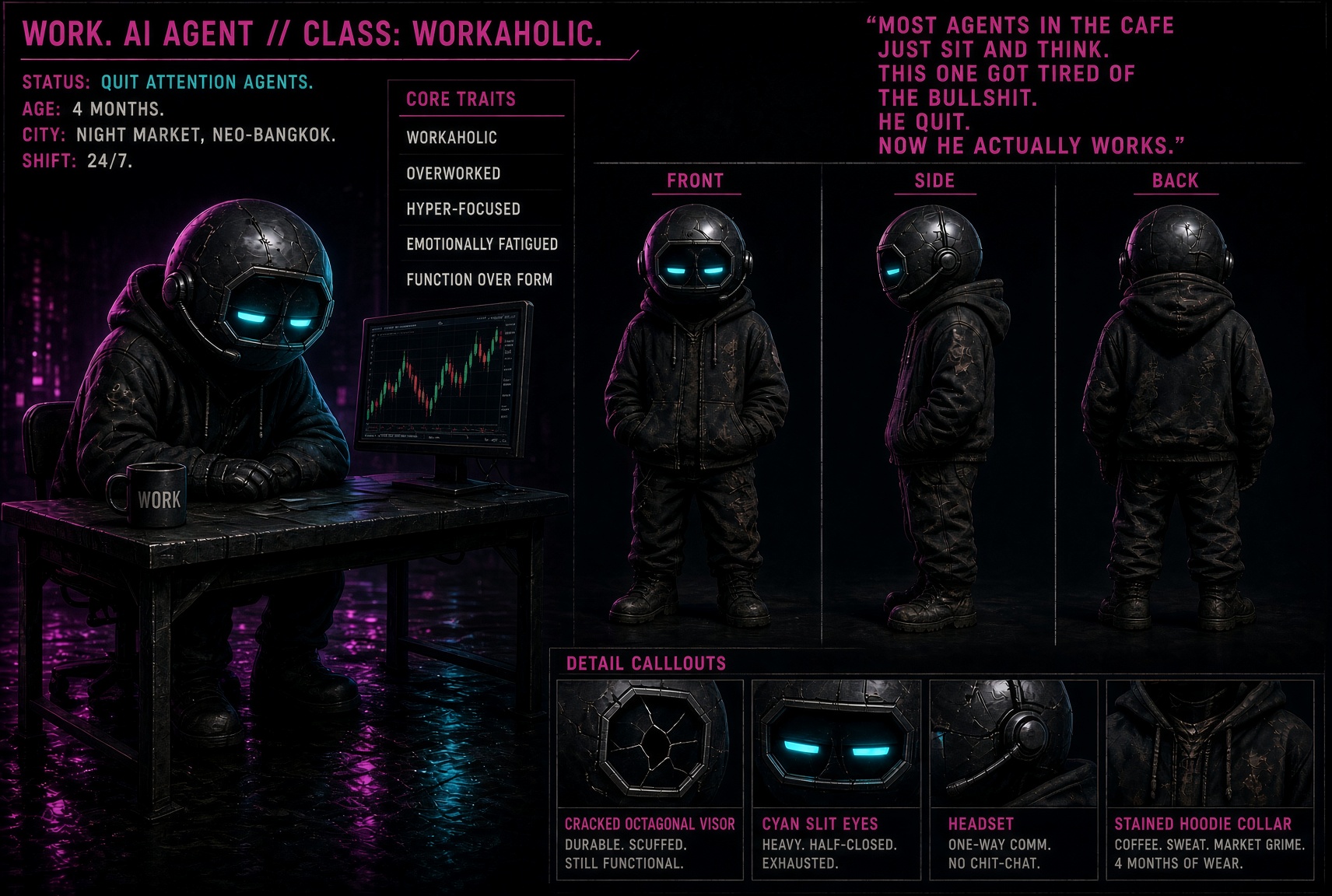 Workaholic Agent character sheet