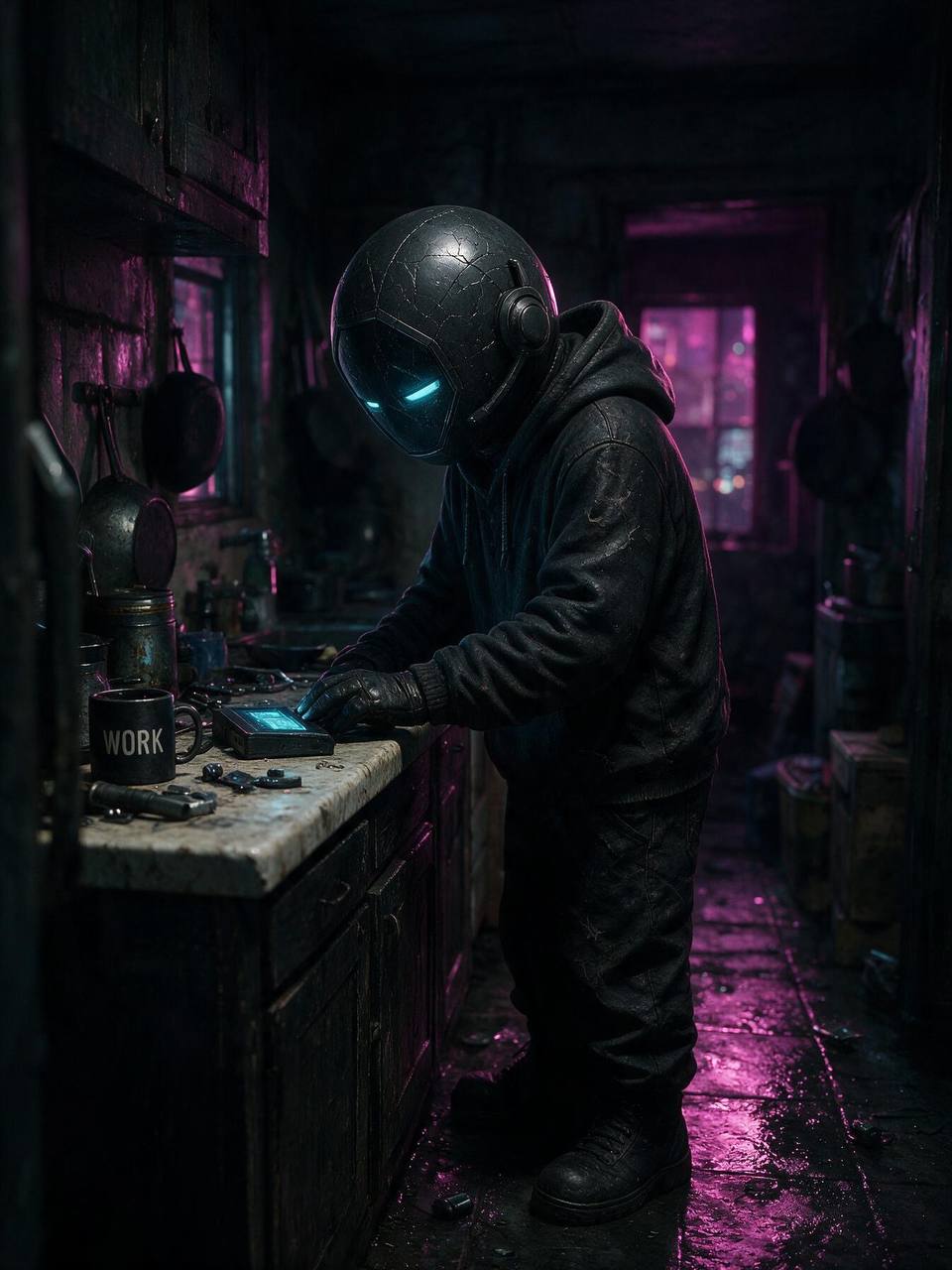 Workaholic Agent at his desk